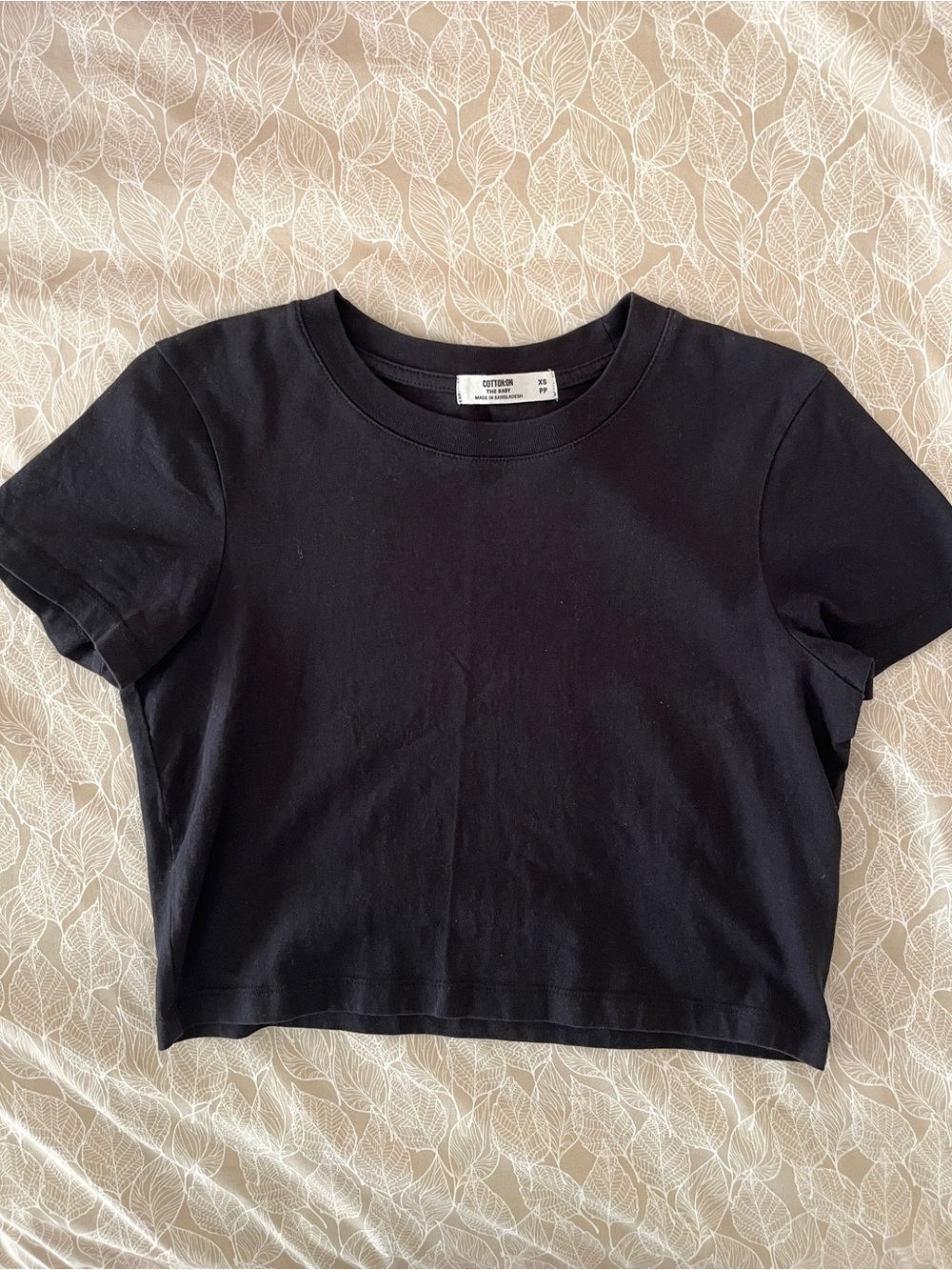 Cotton On Black Cropped Crew Tee